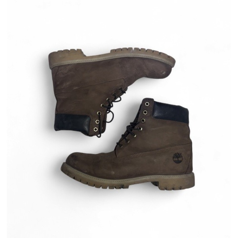 Timberland Premium 6-Inch Waterproof Boots Men 11 Dark Brown Olive Nubuck A62KN